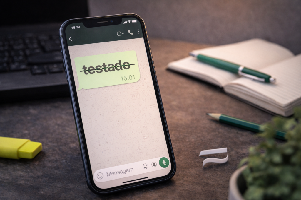 Como riscar uma palavra no WhatsApp